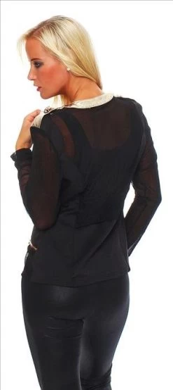 Sexy Zwart Blousje -Progress Winkel zwart blouse jasje 2