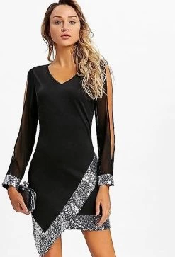 ZWART PARTY JURKJE -Progress Winkel zwart party jurkje met pailletten 1