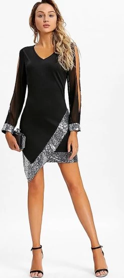 ZWART PARTY JURKJE -Progress Winkel zwart party jurkje met pailletten 3