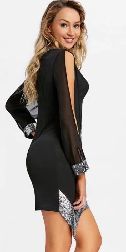 ZWART PARTY JURKJE -Progress Winkel zwart party jurkje met pailletten 4