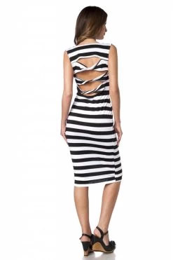 Zwart Wit Gestreept Midi Jurkje -Progress Winkel zwart wit gestreept midi jurkje 1
