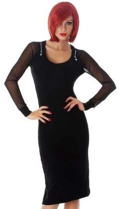 Midi Jurk Zwart Casual -Progress Winkel zwarte casual midi jurk 1